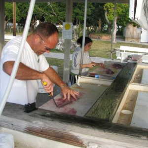 Cleaning fish at Knights Key