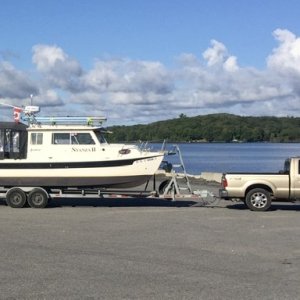 Boat on trailer full cockpit enclosure