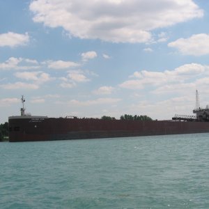 (C-batical) A 1000 foot freighter docking in Windsor, Ont.