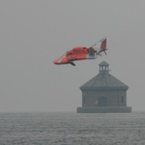 An overpowered C-Dory? Actually, it is Miss Elam flipping during practice for the 2005 Detroit Gold Cup Race.
