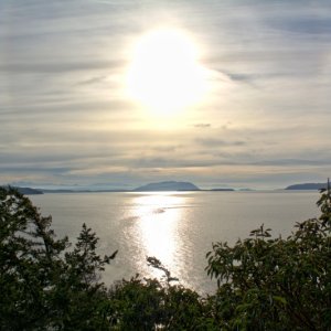 Looking out from Wiggins Point. Matia to the left, Orcas to the right, and Lummi, Clark, and Barnes straight ahead.