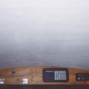 Overhead shelf face made out of solid 1/2" teak. 1998