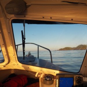 Up the next morning and past the Spanish Island Group towards Yuquot (called "Friendly Cove" by Captain James Cook).  That is Yuquot Point in the distance.