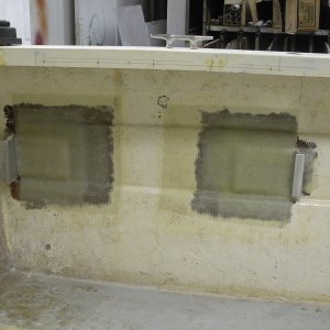 mounting brackets glassed in