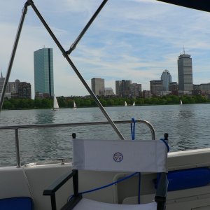Media 'Boston skyline on Ma Belle's maiden voyage' in album 'Sunset on the Charles River looking at MIT just before the 4th of July fireworks'