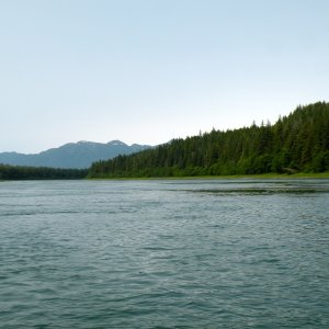 Inlet depth 3-5' at high tide.  Douglas Island in background.