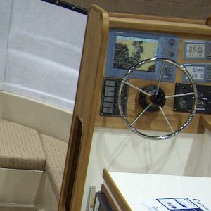 (C-Ranger R25) Note how hanging clothes locker cuts into the V-berth space