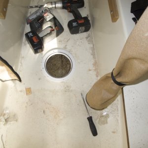 Inspection hole in forward berth sole