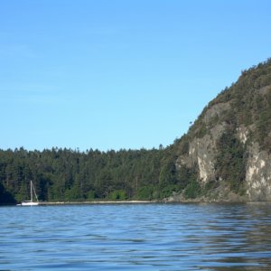 Just one boat in Watmough Bay