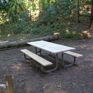 New wood on picnic tables