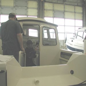 Daydream Over the Transom in the C-Dory Shop