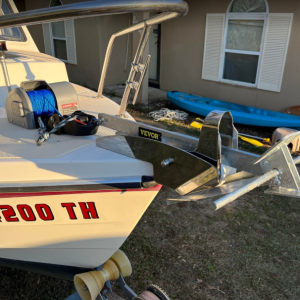 Added an anchor winch and self launching bow roller to make solo anchoring easier.
