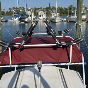 Media 'Made crossbars for over the soft top and added some fold down paddleboard/kayak racks.' in album 'Garmin chart plotter and VHF radio'