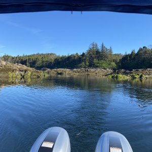Leaving low tide channel to Mirror Harbor West Bay