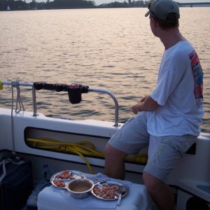 (Byrdman) DJ Taking in Sunset & Shrimp, Lake Martin, AL