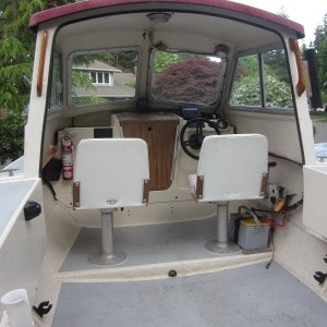 Media 'Interior looks clean on the surface. Not fond of placement of 2nd batt, it will have to go.' in album 'In ferry line, after purchasing boat in Friday Harbor from orginal owner'