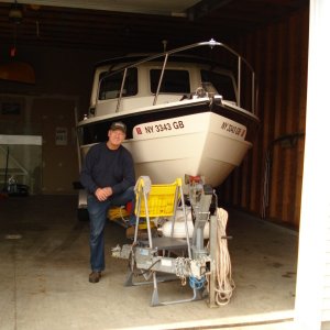 Media 'stored for winter 2010. Folding tongue allows me to close door' in album 'Annalee in our driveway on the way to Rome, NY marina'