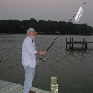 Bruce Holly catches the elusive styrofish.