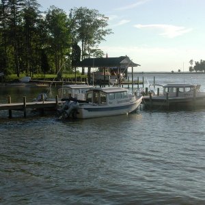 The three C-Dorys at the pier in Cod Creek