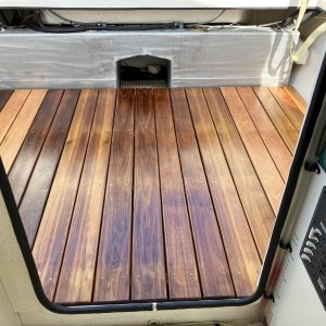 Sealed completely with 2 coats of epoxy and UV treated with satin varnish.