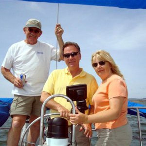 Sailing on our buddy, Steve's boat