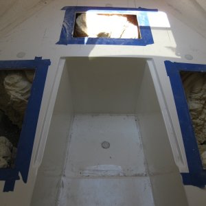 After cutting away fiberglass