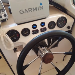 Media 'voltmeters for each battery bank and moved the hour meters down' in album 'Filling the smaller holes and the two openings for the hour meters. the hour meters will get moved down slightly to allow for a voltmeter for each engine'