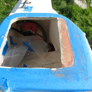 New upper skin with fairing compound applied but not yet sanded.