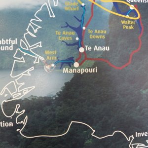Cruising directions:  Fly to Auckland, then to Queenstown.  Drive to Te Anau. Bus to Manapouri.