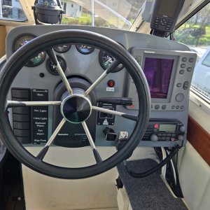 Helm - Raymarine radar, Garmin GPS nav/depth finder