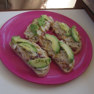 Open Face Broiled Crab Sanny with Avocado at Chuckanut Bay 7-30-11