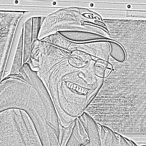 Bill on Halcyon at Fossil Bay 7-20-11 Sketch
