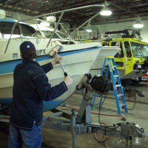 Media '(catdogcat) Scrubbing the boat.' in album '(catdogcat) Hooking the boat up @ Lake Stevens'