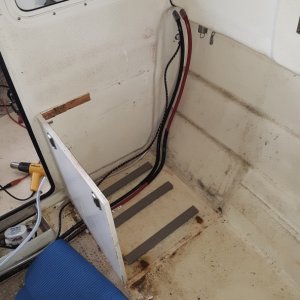 water tank out, battery cables for inverter