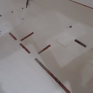 ground off the gelcoat in the areas where Im going to tab in the cabinets