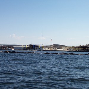 Media 'Halls Crossing floating store, boat repair and NPS boat dock.' in album 'Lake Powell'