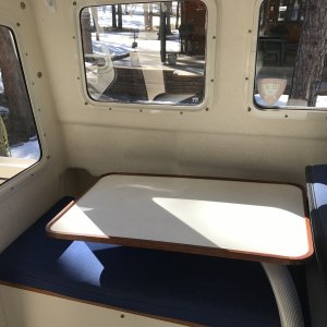 Installed Garelick Adjustable Table with cherry wood trim. See modifications album for additional photos.