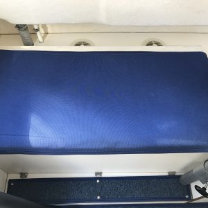 Port side cushioned bench seat.