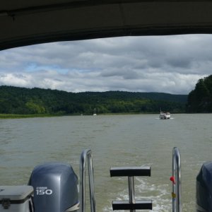 Champlain canal cruising, little shoreside development and pristine hill scenery.  2 Engel dry boxes hold dry goods; boost storage & not underfoot