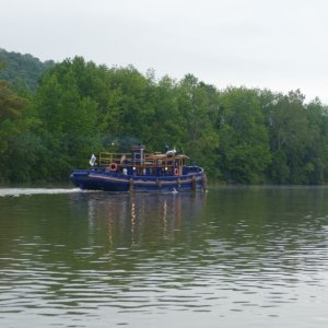 typical Erie workboat with 1930's Atlas Imperial diesels still working and smoking