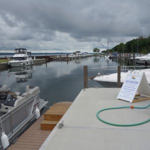 Huge lit gas pump display you can see from your boat