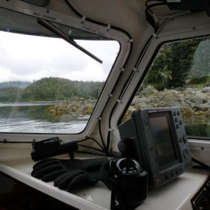 Closeup of helm departing Amalga