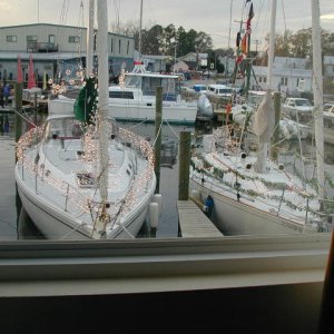 Media 'ONE room in Oriental Motel has a window view to the marina. I think it is #16. Handy when you are cold & need to get warmed up without missing any of the action!' in album 'Spirit of Christmas weekend!'