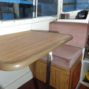 Settee port side
Note storage under seat
