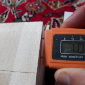 I am still a long way off from what my replacement balsa shows.  And I am forced to guess how the balsa is drying out between the laminates where I can't get a reading with this meter.