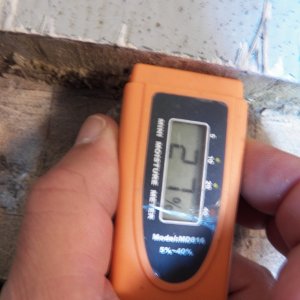 And the edge of the balsa still in the boat is only down 10% (in the first 2 mm).  A long way to go.  I'm thinking months in a heated garage while applying heating pads and heat lamps.  That's not practical for most boat owners.