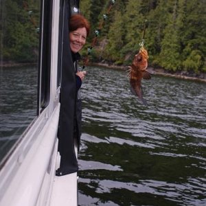Stopped for a little fishing before entering Sullivan Bay