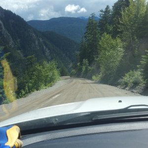 Bella Coola Hill, it's was easy for me. I just put my RAM Diesel exhaust brake on, shifted into 2nd gear, and only used my foot brake once or twice. The trailer brakes, well, they got hot!