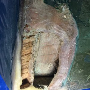 Cracked glass ground down, wet core dug out