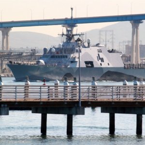 Media 'USS Freedom under Coronado Bridge' in album 'Sunrise on Little Kennebeck Bay with Sea Smoke'